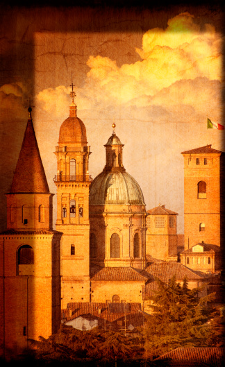 Artistic View of Italian Renaissance Churches and Towers