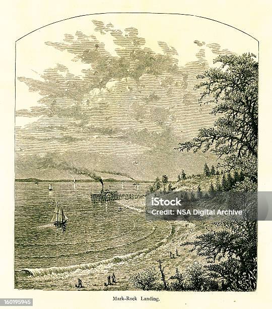 マークロックランディングナラガンセットベイ - ナラガンセット湾のベクターアート素材や画像を多数ご用意 - ナラガンセット湾, 傷跡, 19世紀