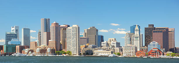 herrlichen panorama der stadt boston - clear sky urban scene boston massachusetts stock-fotos und bilder