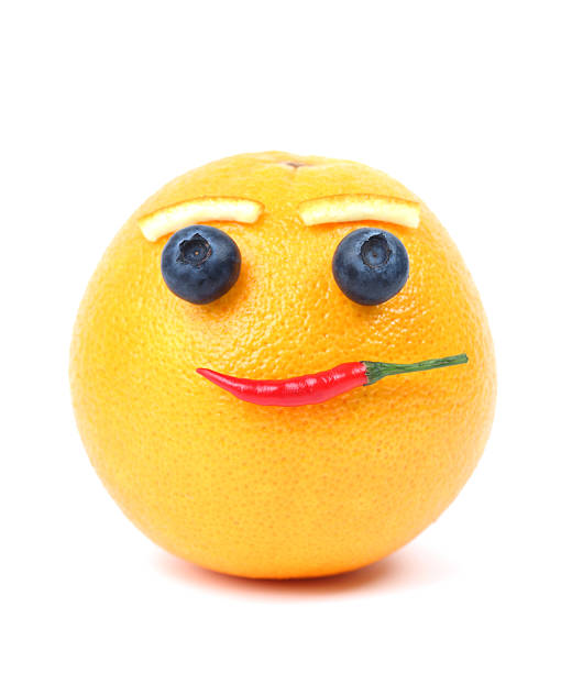 クリエイティブなフルーツと野菜 - smiling single object photography orange ストックフォトと画像
