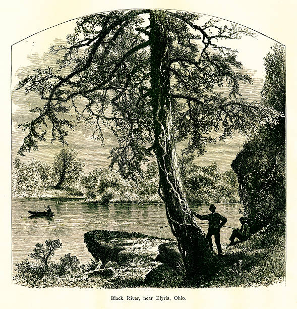 Black River, near Elyria, U.S. state of Ohio. Published in Picturesque America or the Land We Live In (D. Appleton & Co., New York, 1872).