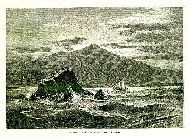 ilustraciones, imágenes clip art, dibujos animados e iconos de stock de monte tamalpais y rojo porche, california - san francisko