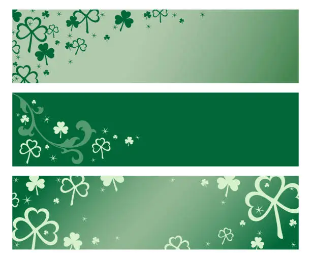 Vector illustration of Shamrock Banner Set