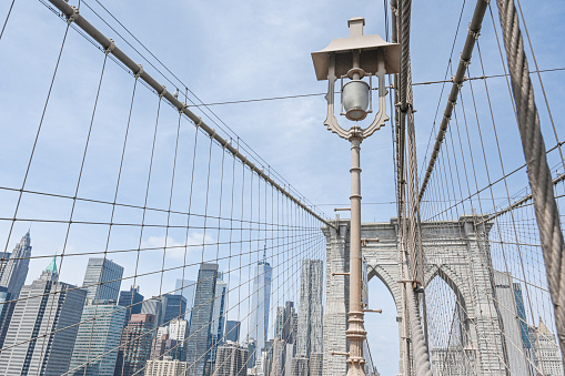 Brooklyn Bridge in New York, Manhattan. Clear sky day.