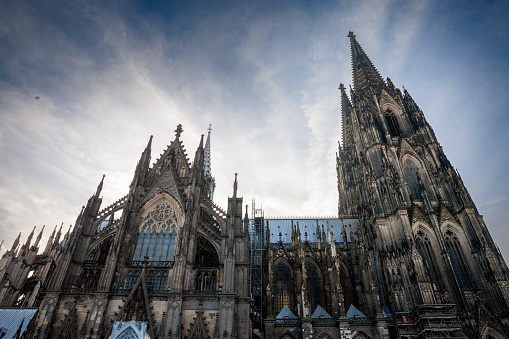 Majestic Cologne Cathedral – view from the Rhine Promenade in spring