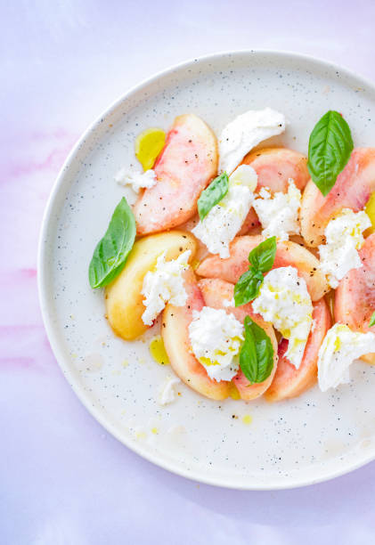 Fresh Peaches and Mozzarella Cheese Caprese Salad