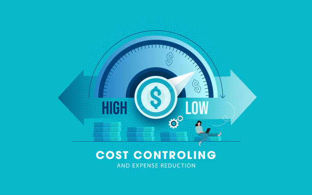 illustrazioni stock, clip art, cartoni animati e icone di tendenza di ottimizzazione dei costi di servizi e prodotti - cutting finance currency reduction