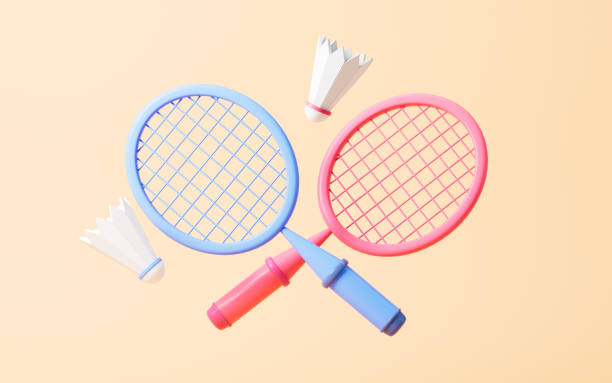 istock Cartoon badminton and racket, 3d rendering. 1602206066