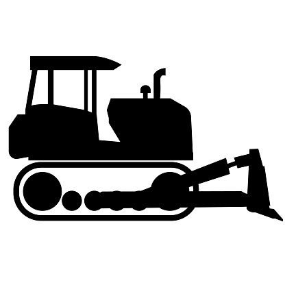 Crawler dozer tractor icon. Bulldozer sign. Crawler symbol. flat style.