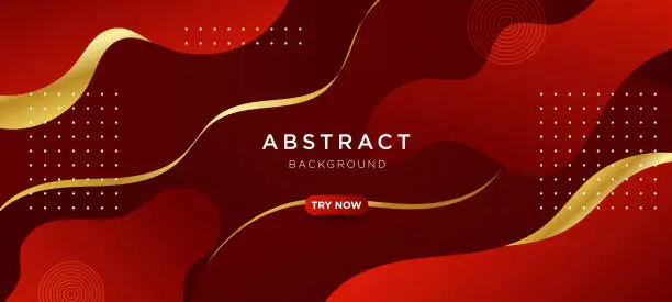 Vector illustration of Abstract elegant red luxury background with gold line element. Modern futuristic background . Can be design for landing page, book covers, brochures, flyers, magazines, any brandings, banners, headers, presentations, and wallpaper background