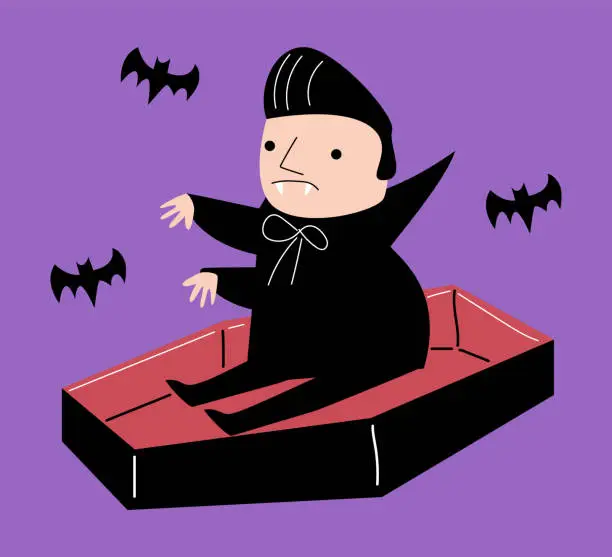 Vector illustration of Dracula . Halloween cartoon characters . Vector .