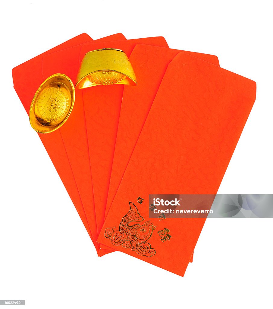 Золотой золотистый, красный конверт - Стоковые фото Азиатская культура роялти-фри