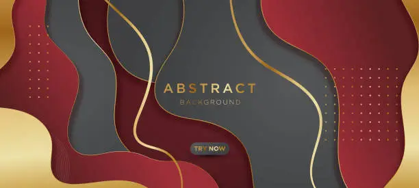 Vector illustration of Abstract elegant red luxury background with gold line element. Modern futuristic background . Can be design for landing page, book covers, brochures, flyers, magazines, any brandings, banners, headers, presentations, and wallpaper background