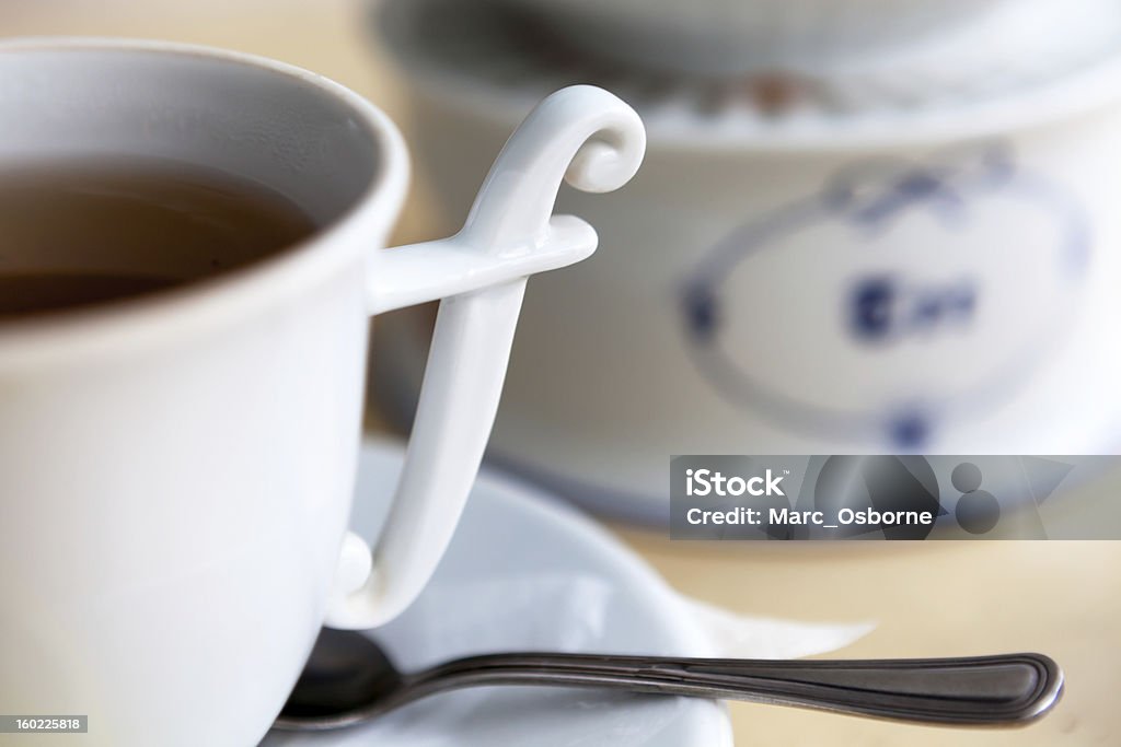 T&#233; in forte Teacup with a musical sign Cafe Stock Photo