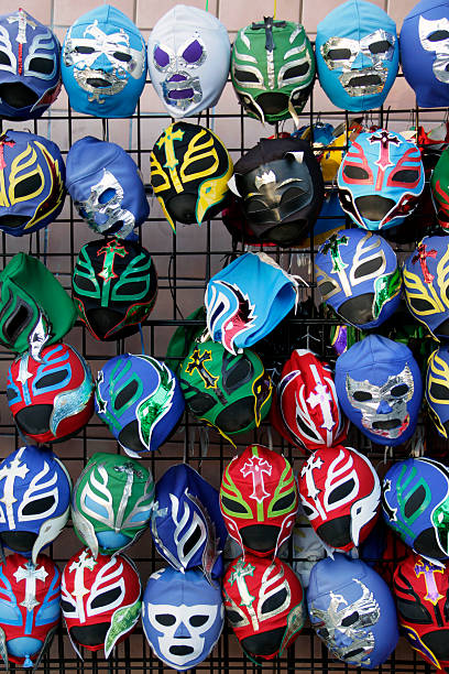 Colorful Lucha Libre Mexican Wrestling Masks stock photo