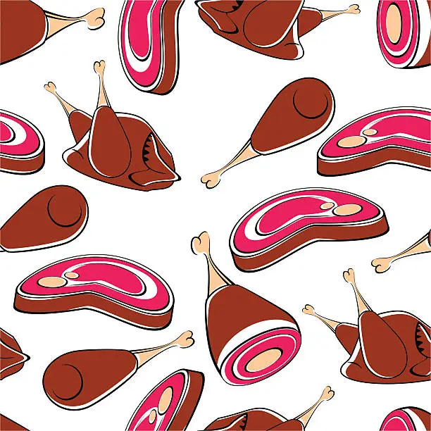 Vector illustration of Meat seamless wallpaper.