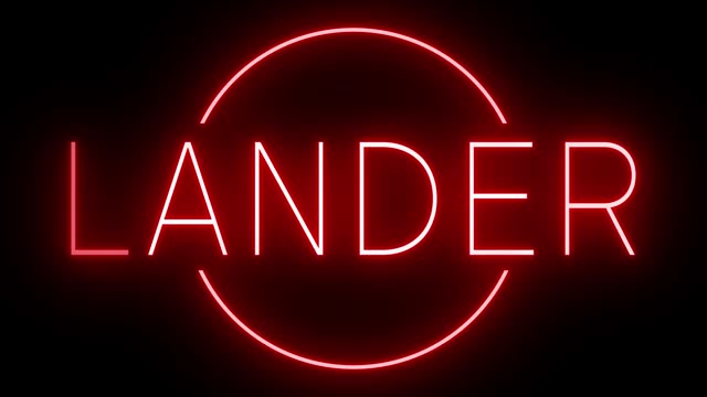Red neon sign for the city of Lander