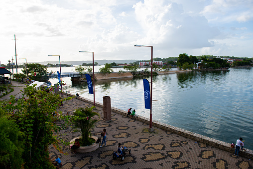 A boat sits on a beach at Boca Del Rio, Veracruz, Mexico.