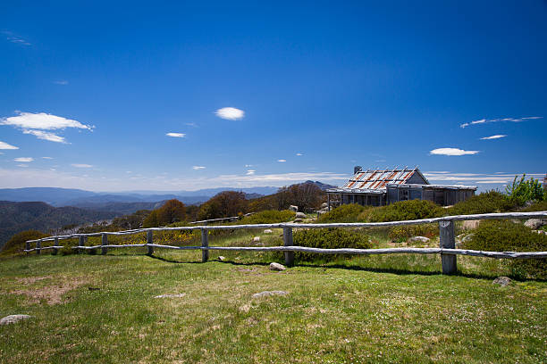 Craig's Hut The iconic high country Craig's Hut (as seen in the Man from Snowy River movie) near Mt Stirling in the Victorian alps, Australia high country stock pictures, royalty-free photos & images