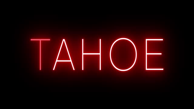 Red flickering and blinking animated neon sign for Tahoe
