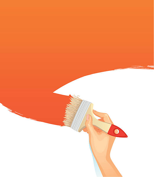 malarstwo - paint stroking backgrounds orange stock illustrations