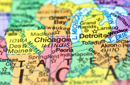 Map image featuring Chicago, Illinios