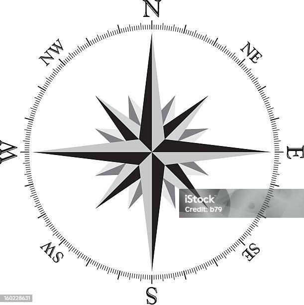 Compass - Immagini vettoriali stock e altre immagini di A forma di stella - A forma di stella, Andare in barca a vela, Attrezzatura
