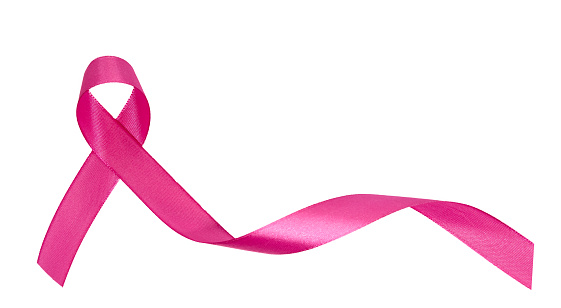 pink ribbon breast cancer awareness symbol on white background, valentine love concept.