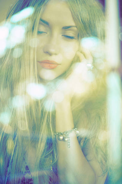 istock Beautiful lady through the glass 160229127