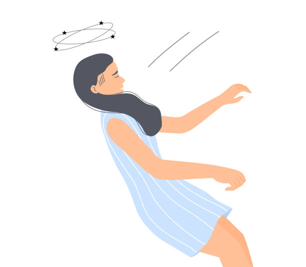 Isolated of unconscious woman falling down, flat vector illustration. Isolated of unconscious woman falling down, flat vector illustration. faint stock illustrations