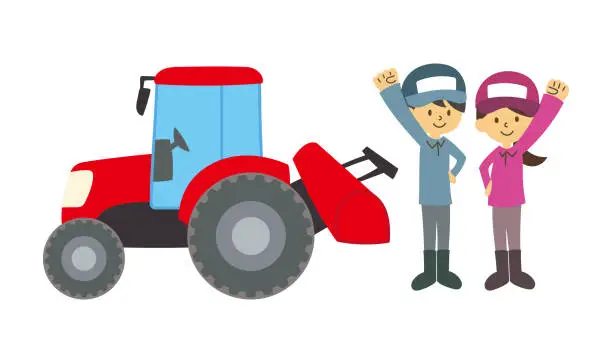 Vector illustration of tractor_farmer