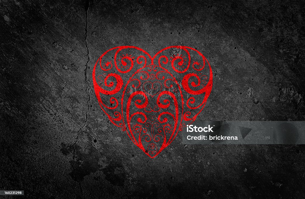 Bellissimo cuore rosso su sfondo nero - Illustrazione stock royalty-free di Grigio