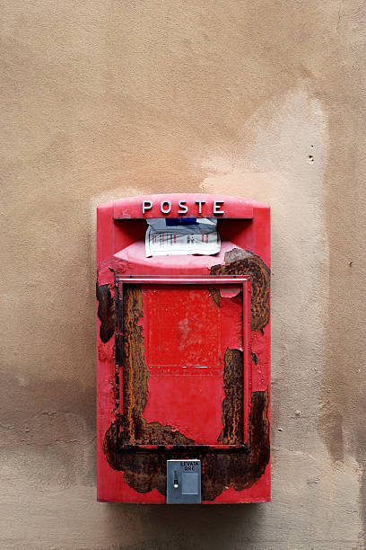 istock Very old italian red public mailbox 160231809