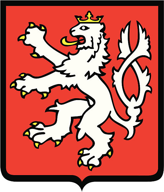 Bohemian lion coat of arms Bohemian lion coat of arms. National sign of Bohemia, region of the Czech Republic. czech lion stock illustrations