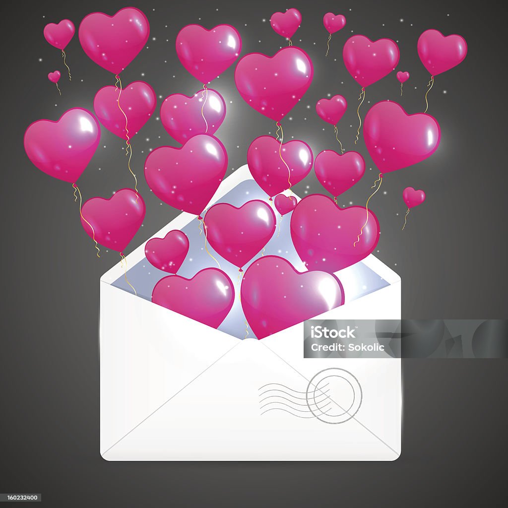 Ouvert l'enveloppe avec coeurs. - clipart vectoriel de Anniversaire d'un évènement libre de droits