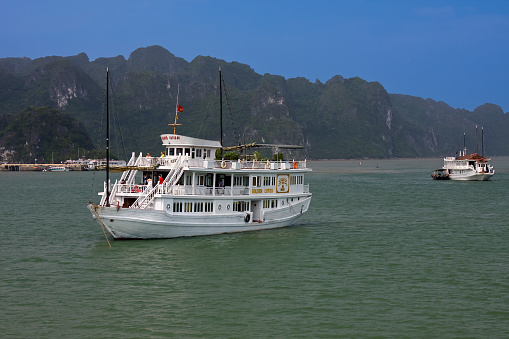 Excursion boat in Halong Bay, Vietnam, Asia