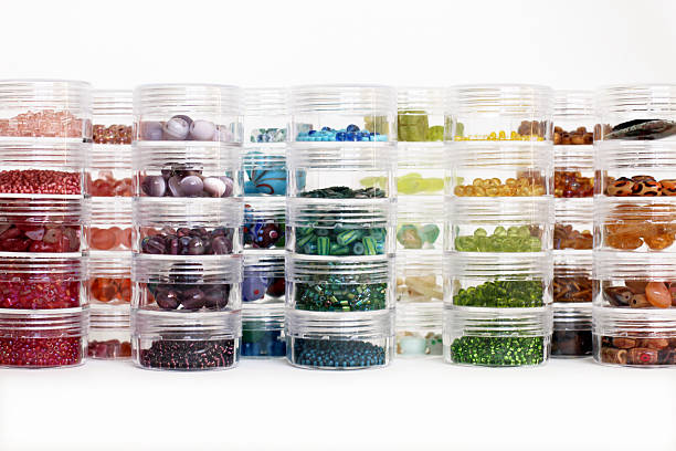 istock Rainbow Beads Organized by Color Close-up 160234447