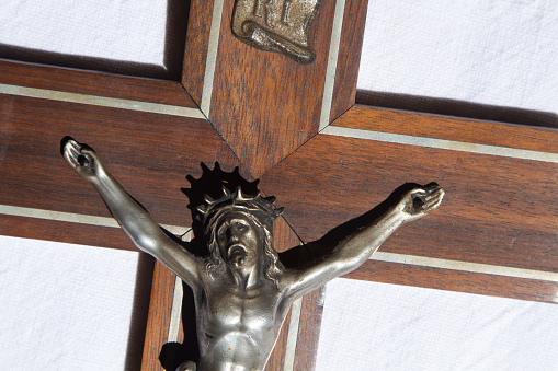 Wooden Crucifix with Christ in a french home