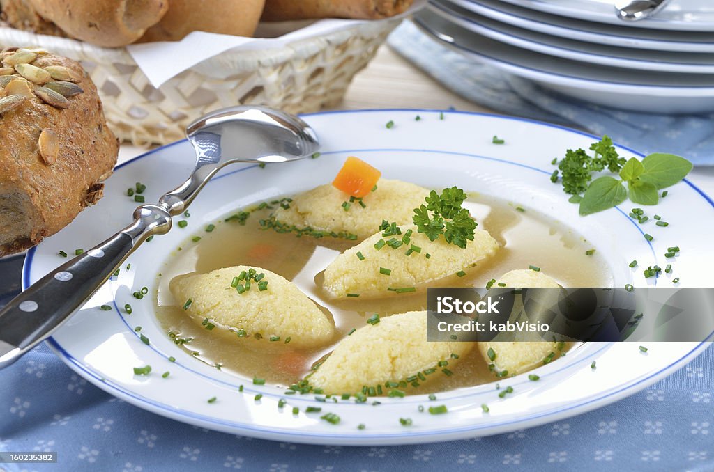 Semolina dumpling soup A Bavarian and Swabian dish: semolina dumplings in a beef soup Couscous Stock Photo