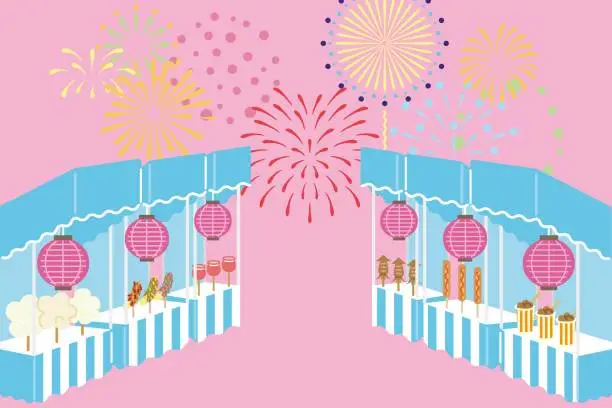 Vector illustration of Summer festival illustration horizontal (pink)