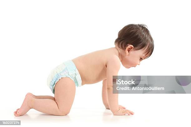 Baby Crawling And Watching Down Stock Photo - Download Image Now - Child, Crawling, Baby - Human Age