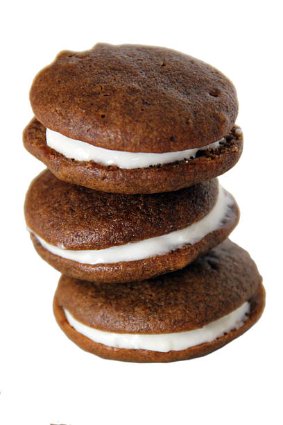 Chocolate Gingerbread Whoopie Pies on White stock photo