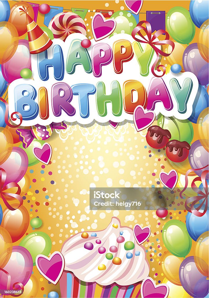Template for Happy birthday card Template for Happy birthday card with place for text Anniversary stock vector