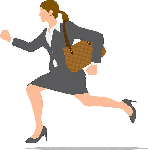 Vector illustration of Running businesswoman