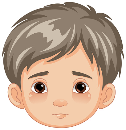 Vector illustration of a young boy with a neutral facial expression