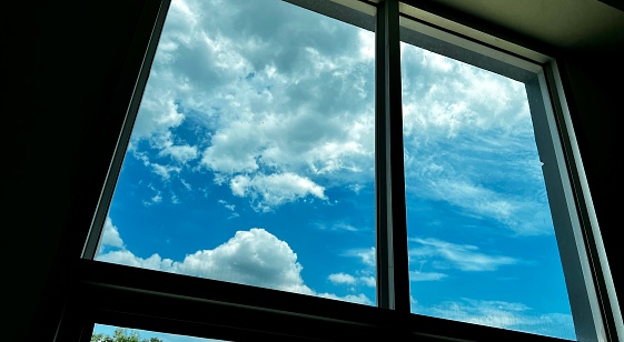 Looking  Window with sky background