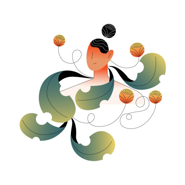 istock Woman Head with Leaf and Flower Around Vector Illustration 1602443894