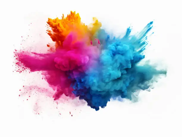 Colorful Powder Explosion on white Background