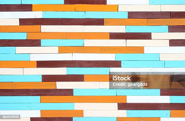 Colorful Wooden Wall Background Stock Photo - Download Image Now - Abstract, Backgrounds, Brown