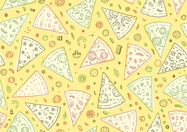 Vector illustration of Seamless pizza sketch wallpaper vector illustration